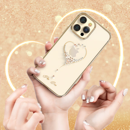 Kingxbar iPhone 13 Pro gouden Wish Series-hoes versierd met originele Swarovski-kristallen