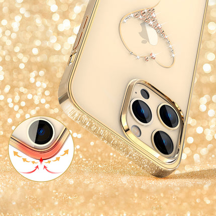 Hülle der Kingxbar Wish Series für das iPhone 14 Pro, verziert mit goldenen Kristallen
