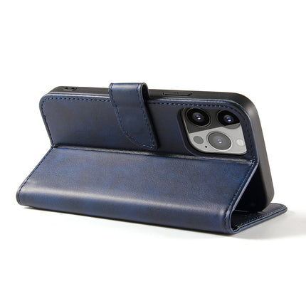 Magnet Case elegant boekenkasttype hoesje met standaard voor iPhone 13 donker blauw