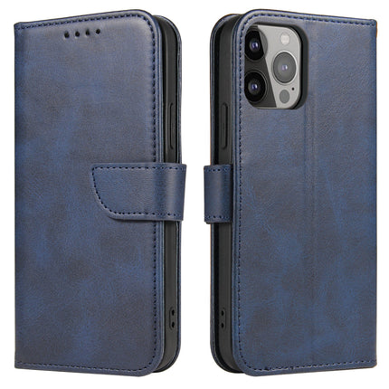 Magnet Case elegant boekenkasttype hoesje met standaard voor iPhone 13 donker blauw