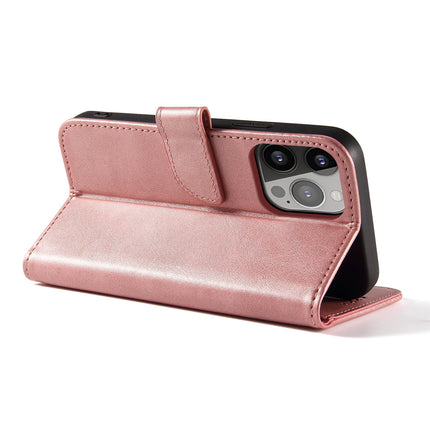 Magnet Case elegant boekenkasttype hoesje met standaard voor iPhone 13 roze