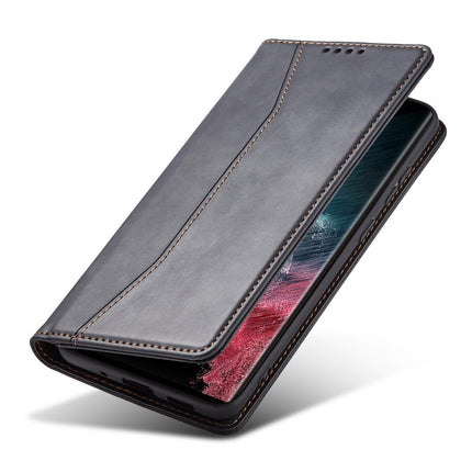 Magnet Fancy Case Hoesje voor Samsung Galaxy S22 Ultra Cover Card Wallet Card Stand Zwart