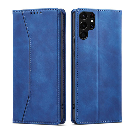 Magnet Fancy Case Hoesje voor Samsung Galaxy S22 Ultra Cover Card Wallet Card Stand Blauw