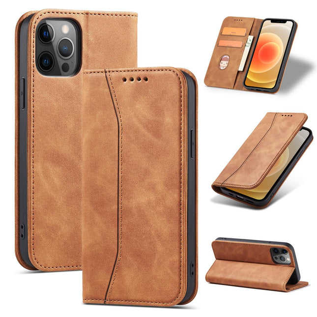 iPhone 12 /12 Pro magnetic book case folder cover brown