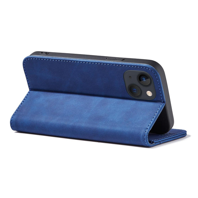 iPhone 13 Hülle Blau Magnetverschluss Book Case mit Platz für Karten