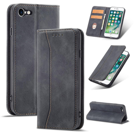 iPhone SE 2022 / SE 2020 / iPhone 8 / iPhone 7 Magnet Case Pouch Wallet Kaarthouder Zwart
