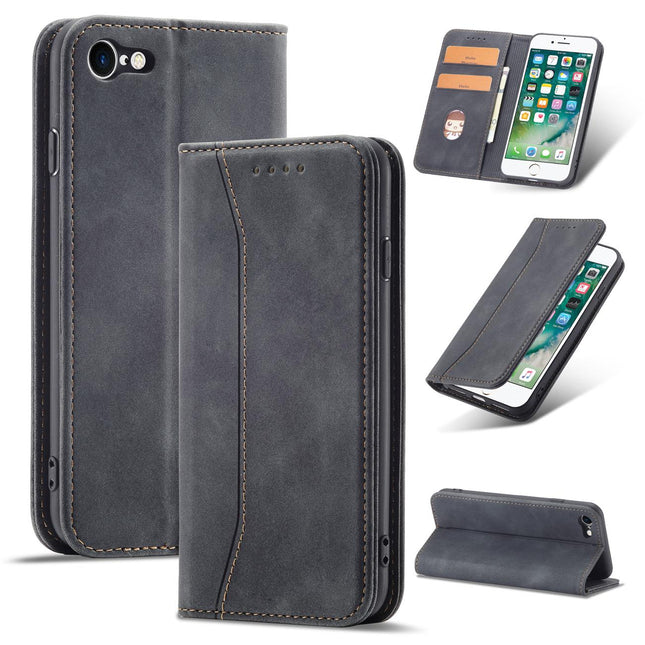 iPhone SE 2022 / SE 2020 / iPhone 8 / iPhone 7 Magnet Case Pouch Wallet Card Holder Black