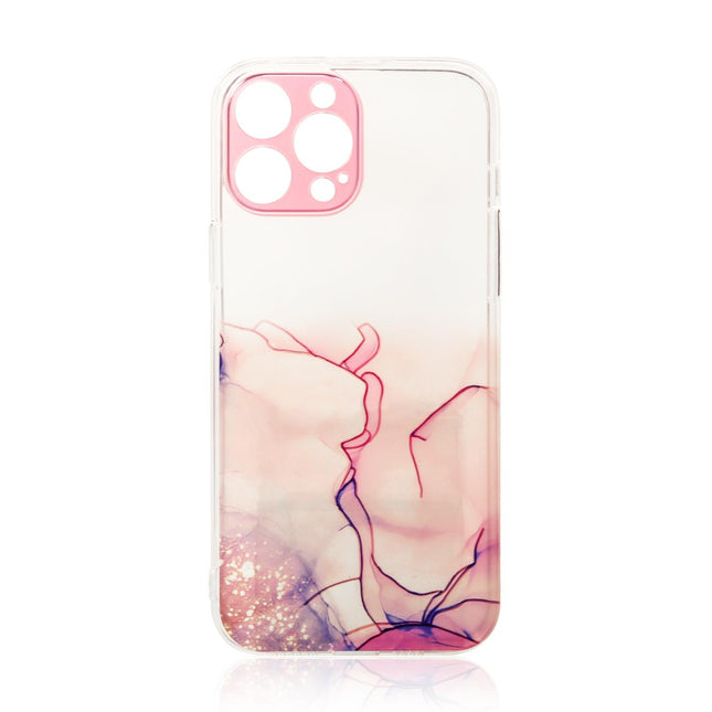 Marmor-Hülle für iPhone 12, Gel-Cover, Marmor-Rosa