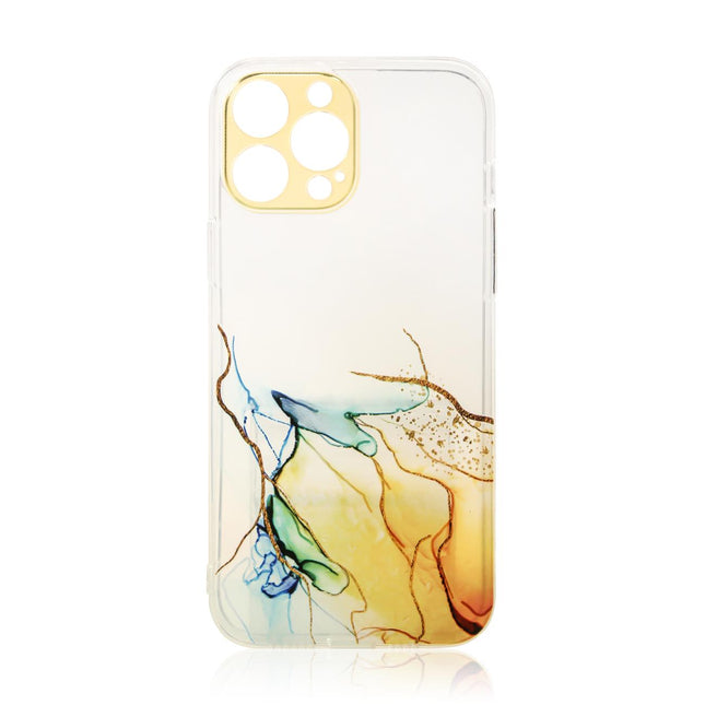Marmorhülle für iPhone 12 Gel Cover Orange Marmor
