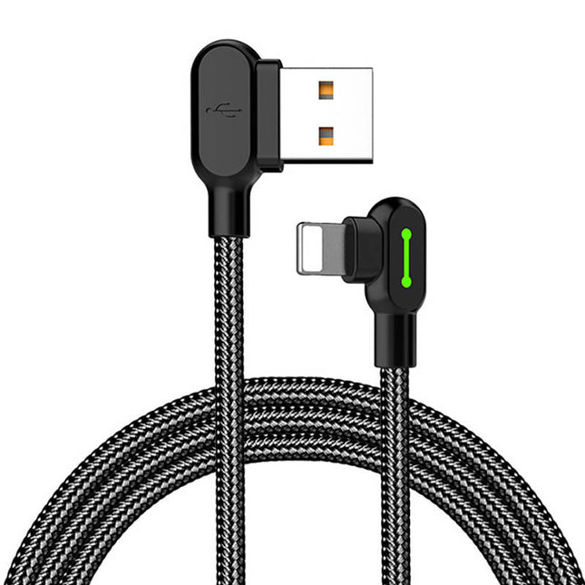 Mcdodo CA-4674 USB lightning cable with LED angle, 0.5 m (black)