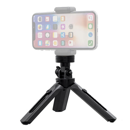 Mini-Stativ mit Telefonhalterung, Selfie-Stick-Kamera, GoPro-Halterung, schwarz