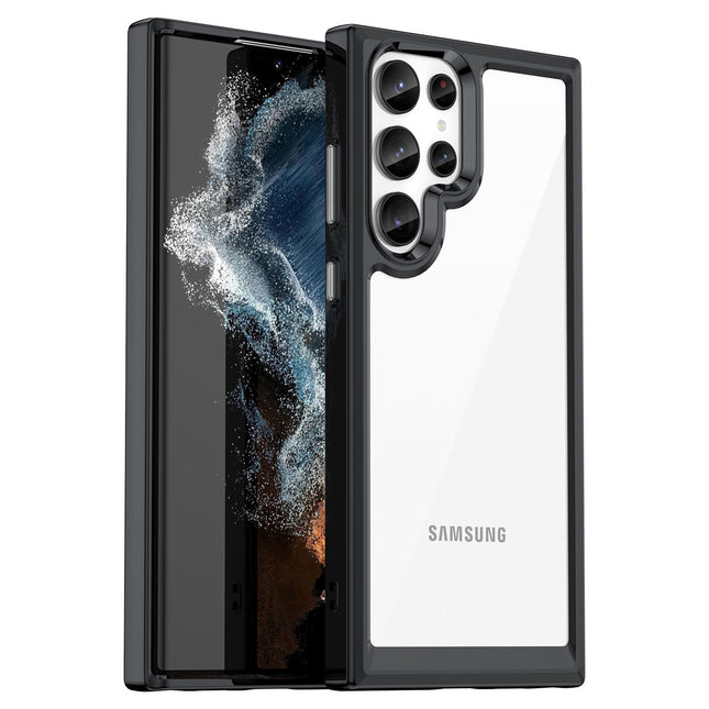 Outer Space Case für Samsung Galaxy S23 Ultra Cover mit flexiblem Rahmen schwarz