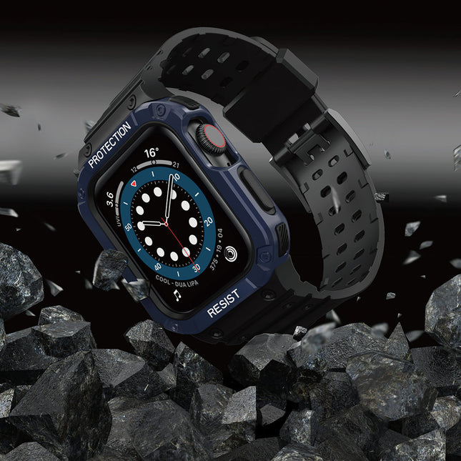 Beschermband met hoesje voor Apple Watch 7 / SE (45/44 / 42 mm) hoesje gepantserd horlogedeksel zwart