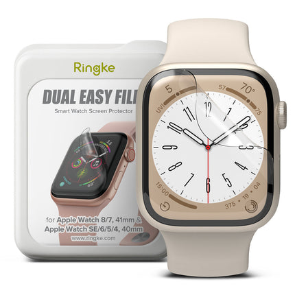 Ringke Dual Easy Film 3x Screenprotector voor Apple Watch 8 / 7 41mm, SE 2022 / SE / 6 / 5 / 4 40mm