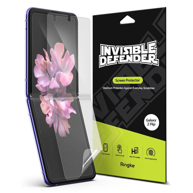 Samsung Galaxy Z Flip Ringke Invisible Defender 2x Full TPU Coverage Screen Protector for - case friendly (IDSG0009)