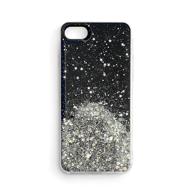 Star Glitter Shining Cover voor iPhone 13 Pro zwart