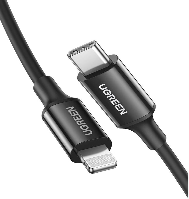 Ugreen 2 Meter langes schwarzes USB-C-auf-Lightning-Kabel MFi-zertifiziertes PD-Schnellladen
