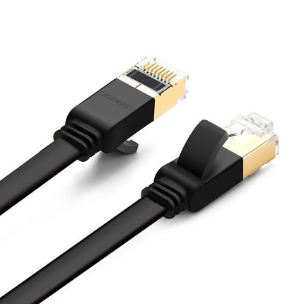 Ugreen Flachkabel Internet Netzwerkkabel Ethernet Patchkabel RJ45 Cat 7 STP LAN 10 Gbit/s 5 m Schwarz (NW106 11263)