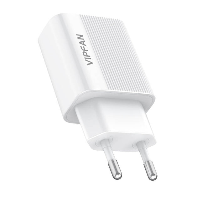 Vipfan E01 home charger, 1x USB, 2.4A + Micro USB cable (white)
