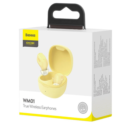 Draadloze koptelefoon Baseus Encok WM01, Bluetooth 5.0 (geel)