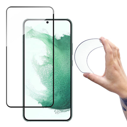Wozinsky Full Cover Flexi Nano Glas Film Gehard Glas met een frame voor Samsung Galaxy S22 transparant
