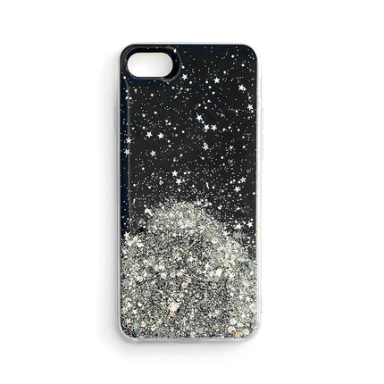 Star Glitter Shining Cover voor iPhone 12 Pro / iPhone 12 zwart