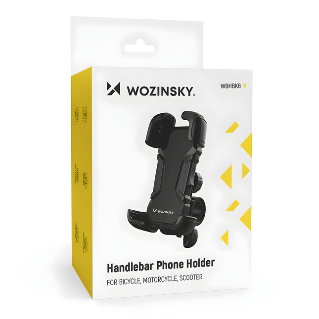 Wozinsky strong phone holder for the handlebars of a bicycle, motorcycle, scooters black