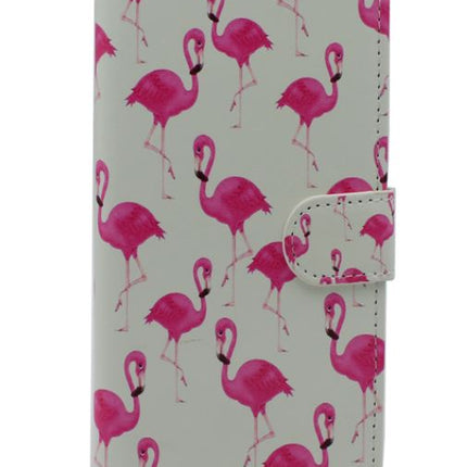 Samsung Galaxy J4 Plus hoesje Flamingos print hoesje - Wallet print case