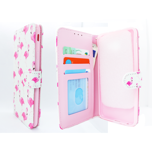 Samsung Galaxy A6 Plus 2018 hoesje Flamingos print hoesje - Wallet print case