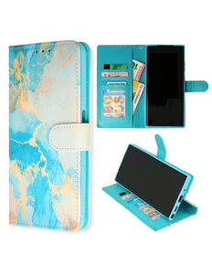 Samsung Galaxy A14 5G /4G case bookcase Print Marble Blue-Gold