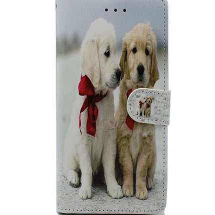 Samsung Galaxy J4 Plus hoesje Schattig honden opdruk- Wallet case booktype hondje printed