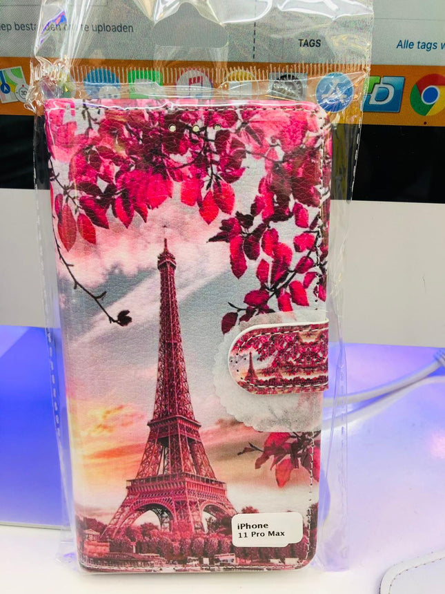 iPhone 7 plus / 8 plus hoesje Parijs Eiffeltoren met bloemen - Wallet Case Eiffel tower Paris