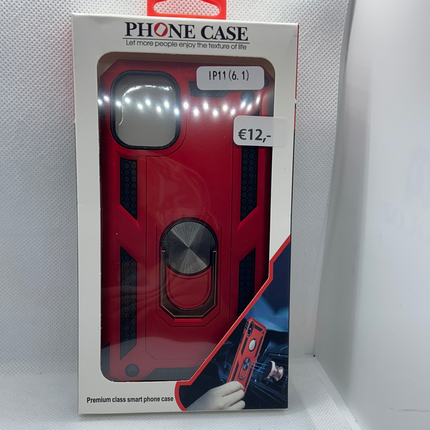iPhone 11 achterkant hoesje Shockproof Case Cover Cas TPU Rood + Kickstand