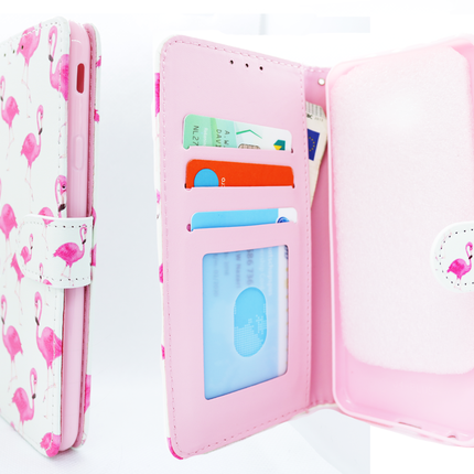 iPhone 7 plus / 8 plus Flamingos print hoesje - Wallet print case
