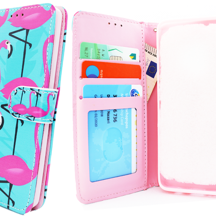 Samsung Galaxy J6 2018 hoesje flamingo print case mapje- Wallet Case