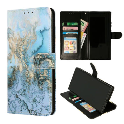 Samsung Galaxy S23 Plus case wallet book case Marble blue