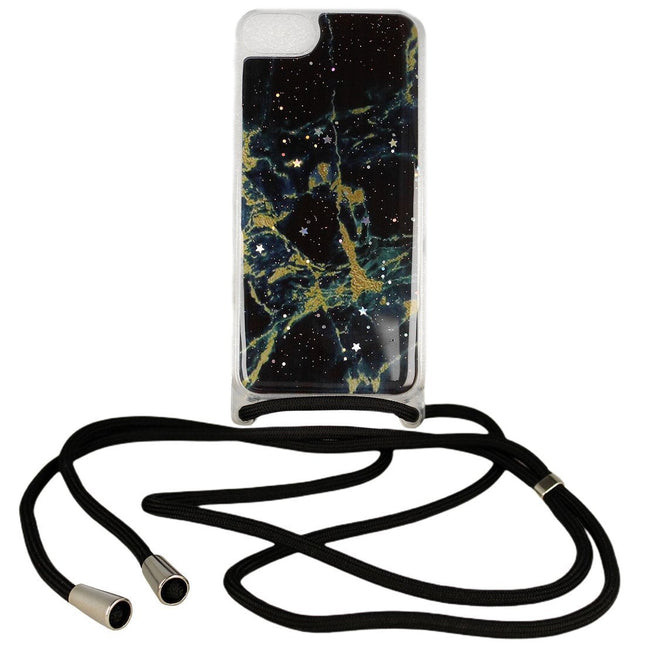 iPhone 11 Pro Max hoesje silicone met koord touw ketting glitters zwart