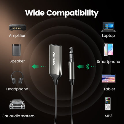 Bluetooth-Empfänger 5.0-Adapter, Freisprech-Bluetooth-Auto-Kits, AUX-Audio, 3,5-mm-Klinkenstecker, Stereo-Musik, kabelloser Empfänger für Auto
