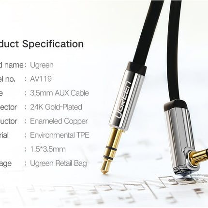 0.5 meter AUX Audio kabel - Jack 3.5mm naar Jack 3.5mm Stereo