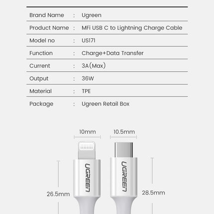 1.5 meterUSB C to Lightning Cable MFi Certified PD Fast Charging