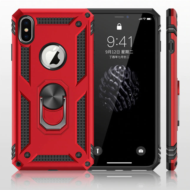 iPhone 11 Back Case Shockproof Case Cover Cas TPU Red + Kickstand
