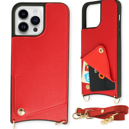 iPhone 11 case with cord and space for card red