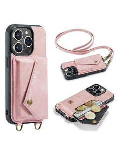 iPhone 14 Pro Max case with space for cards pink