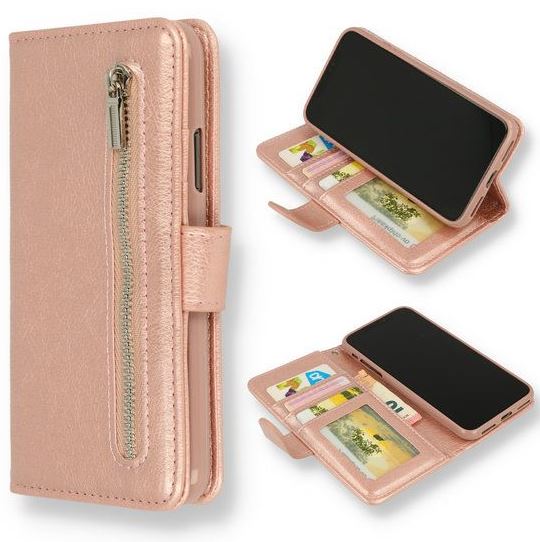 Samsung A54 Case Bookcase With Zipper Rose Gold