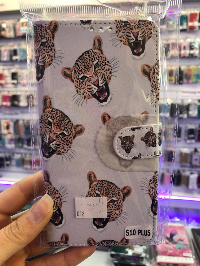 Samsung Galaxy S10 Plus case Leopard Design Print folder - Wallet Case Leopard