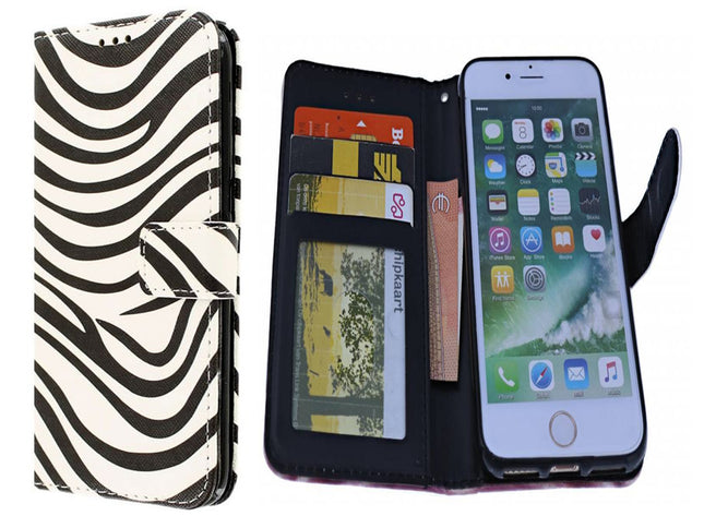 Huawei P10 Hülle mit Zebramuster-Ordner - Brieftaschenhülle mit schönem Zebramuster