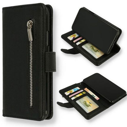 Samsung Galaxy A14 5G /4G Hülle Bücherregal Wallet Case mit Reißverschluss schwarz