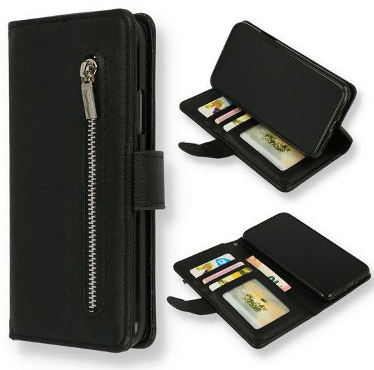 Samsung Galaxy A14 5G /4G Hülle Bücherregal Wallet Case mit Reißverschluss schwarz